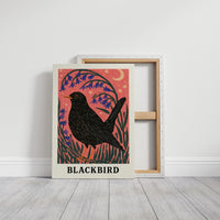 Blackbird Beneath Bluebells and Moon