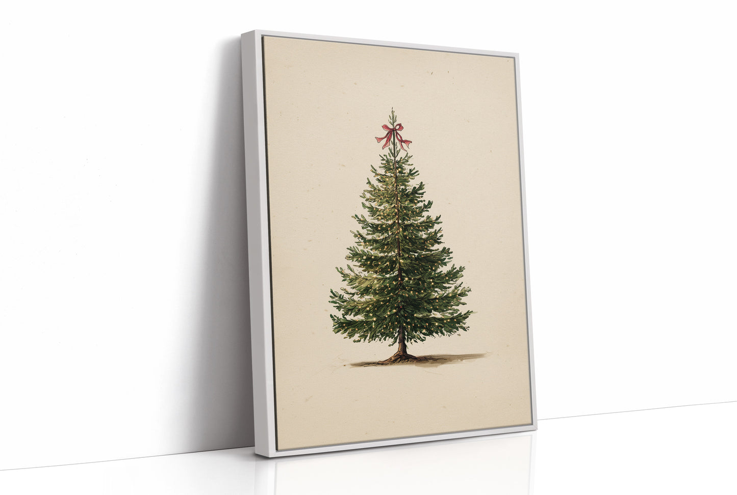 Vintage Evergreen with Crimson Bow