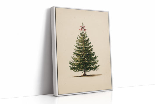 Vintage Evergreen with Crimson Bow