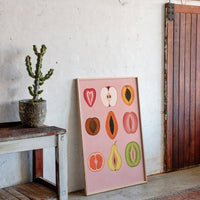 Fruits of Love – Feminine Fruit Print on Pink