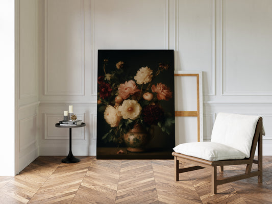 Baroque Peonies in Earthen Vase