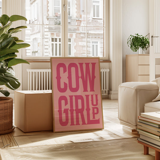 Cowgirl Up Pink Western Poster