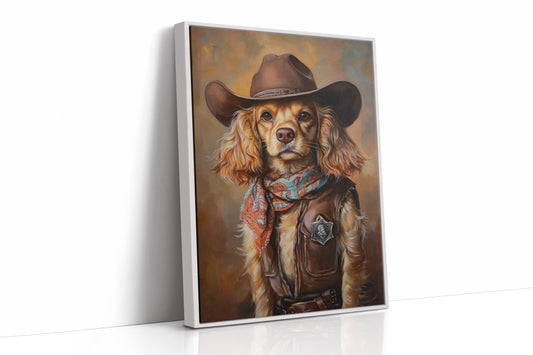 Cocker Spaniel Sheriff in Turquoise and Rust