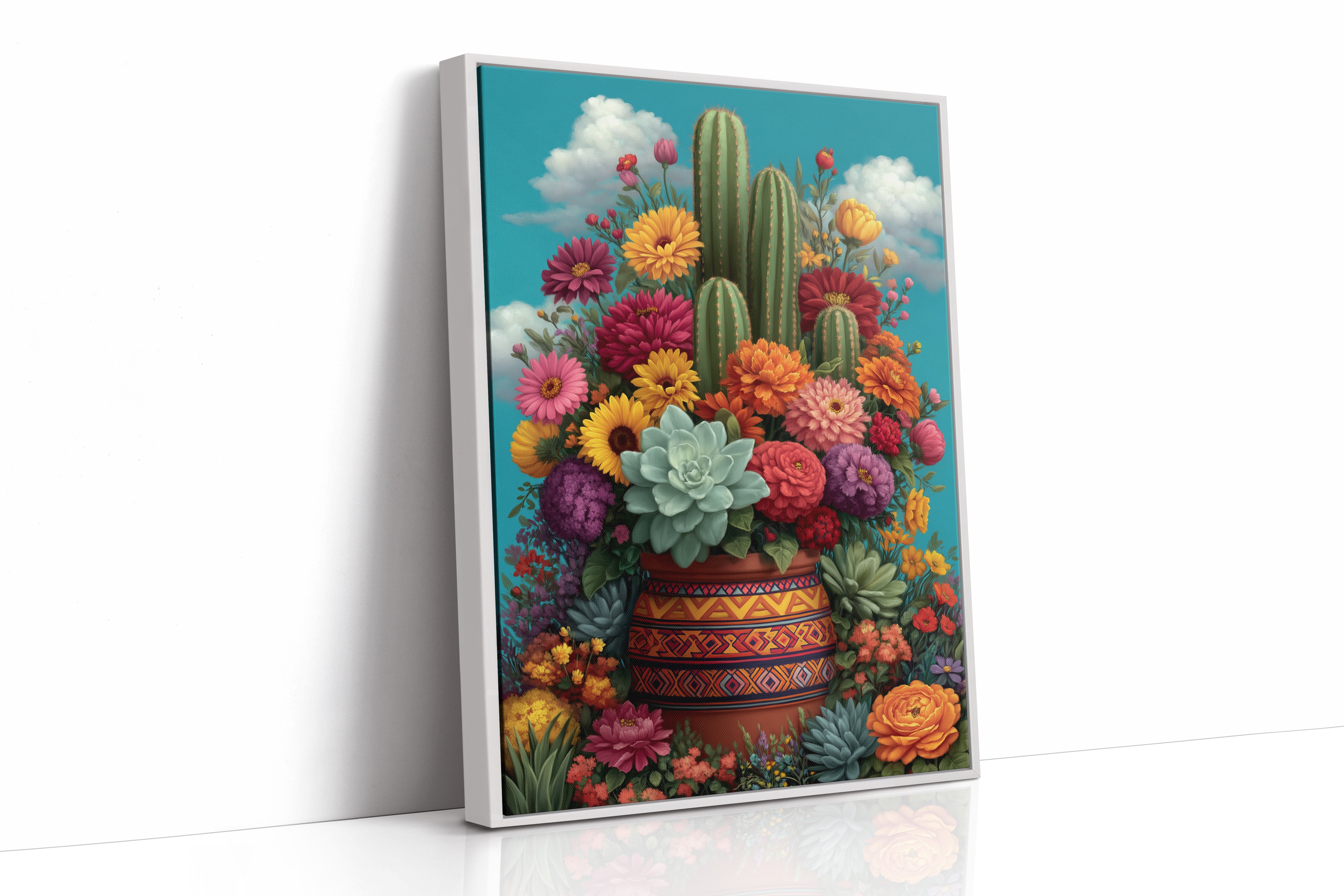 Desert Blooms Against Turquoise Skies