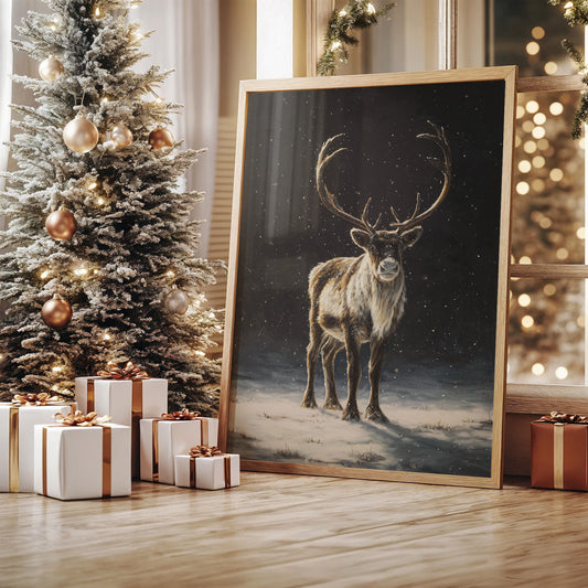 Reindeer Dreams Under Starlit Snow