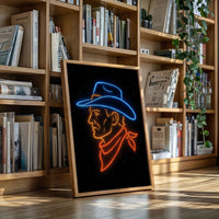 Neon Cowboy in the Starry Night