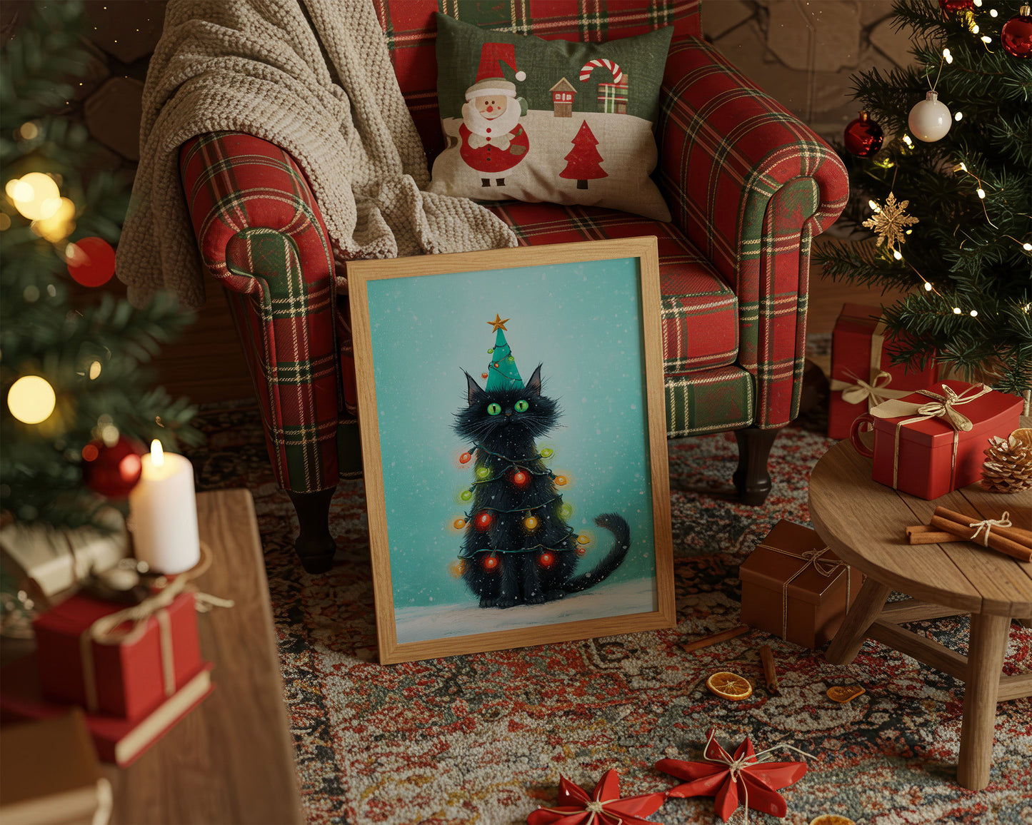 Black Cat Becomes Christmas Magic