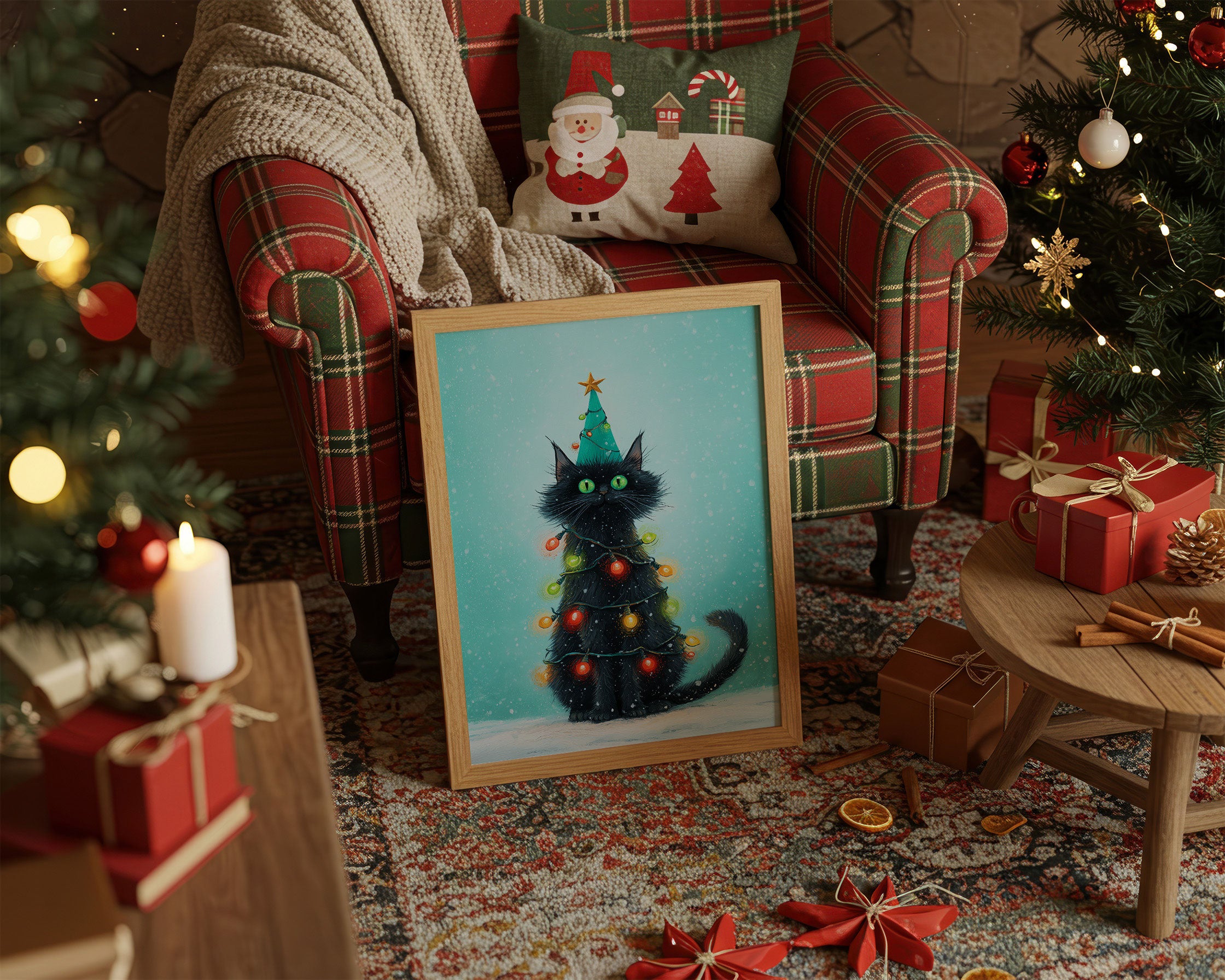 Black Cat Becomes Christmas Magic