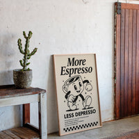 More Espresso, Less Depresso – Vintage Coffee Poster Print