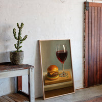 Burger and Bordeaux Still Life