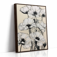 Botanical Poppies in Ink Wash