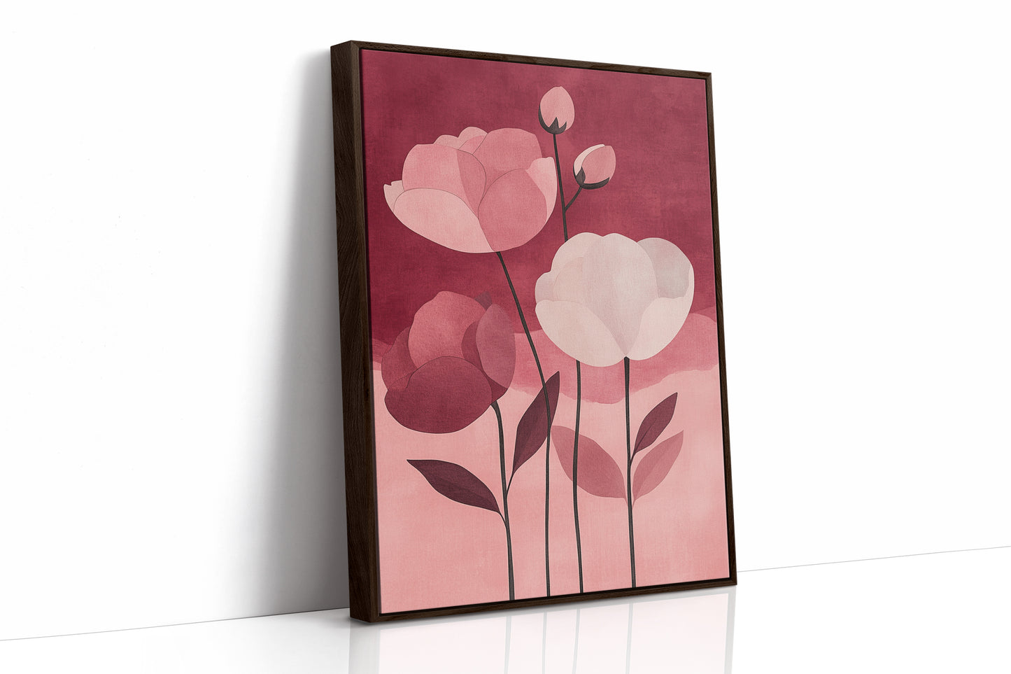 Peonies Rise Through Burgundy Mist