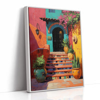 Bougainvillea Graces Mexican Tile Steps