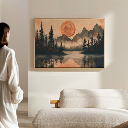 Copper Moon Bathes Mountain Lake
