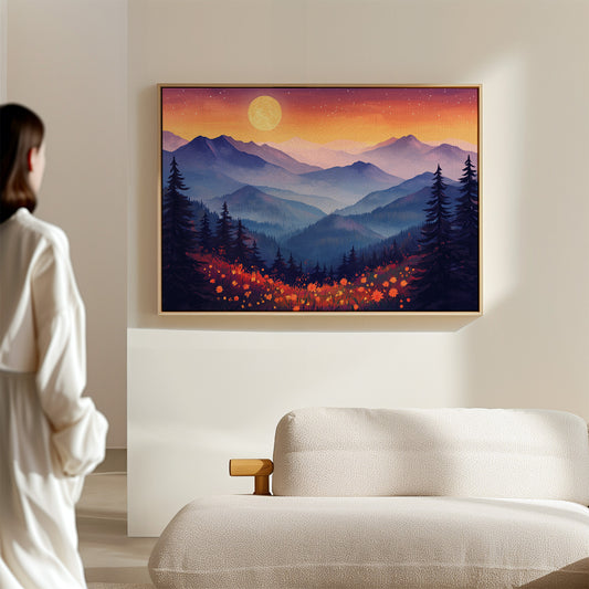 Moonlit Meadows Paint Mountain Dreams