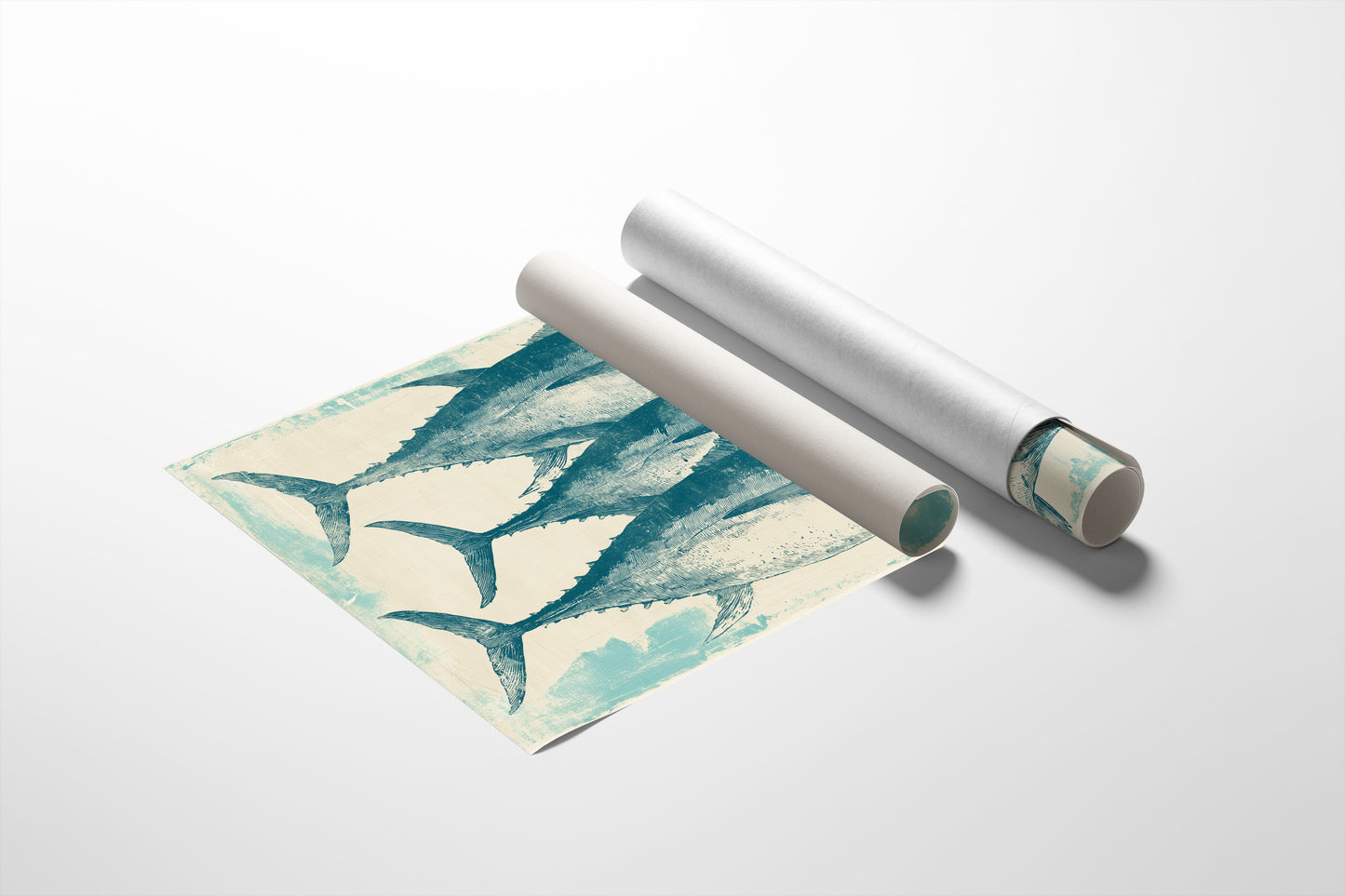 School of Tuna, Vintage Block Print