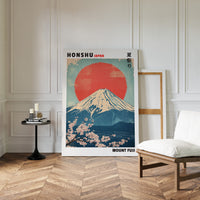 Vintage Mount Fuji – Rising Sun & Cherry Blossoms