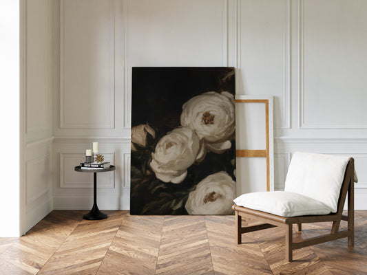 Ivory Roses in Baroque Shadow