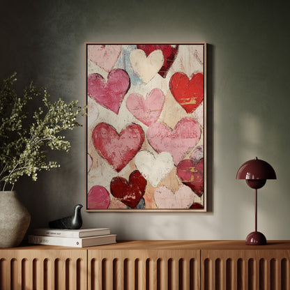 Textured Love – Romantic Heart Wall Art, Abstract Valentine’s Day Decor