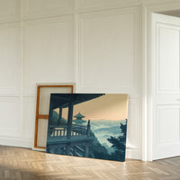 Japanese Temple Balcony – Serene Misty Mountain View Wall Art