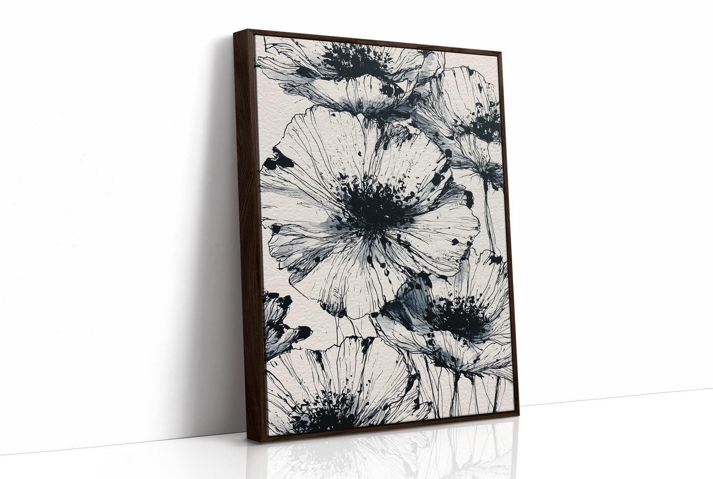 Poppies in Ink Splatter