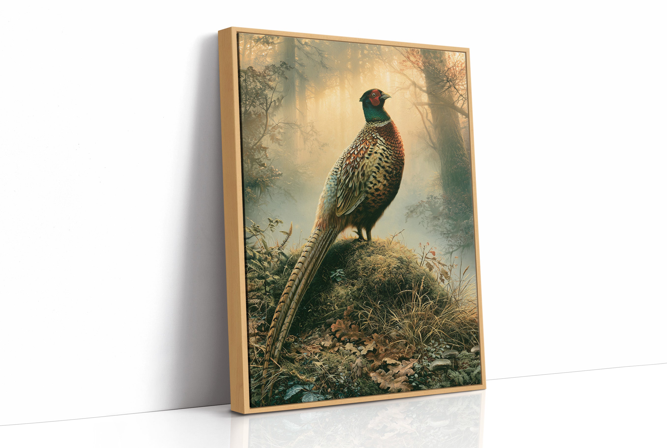 Pheasant at Dawn — Golden Mist Autumn Painting