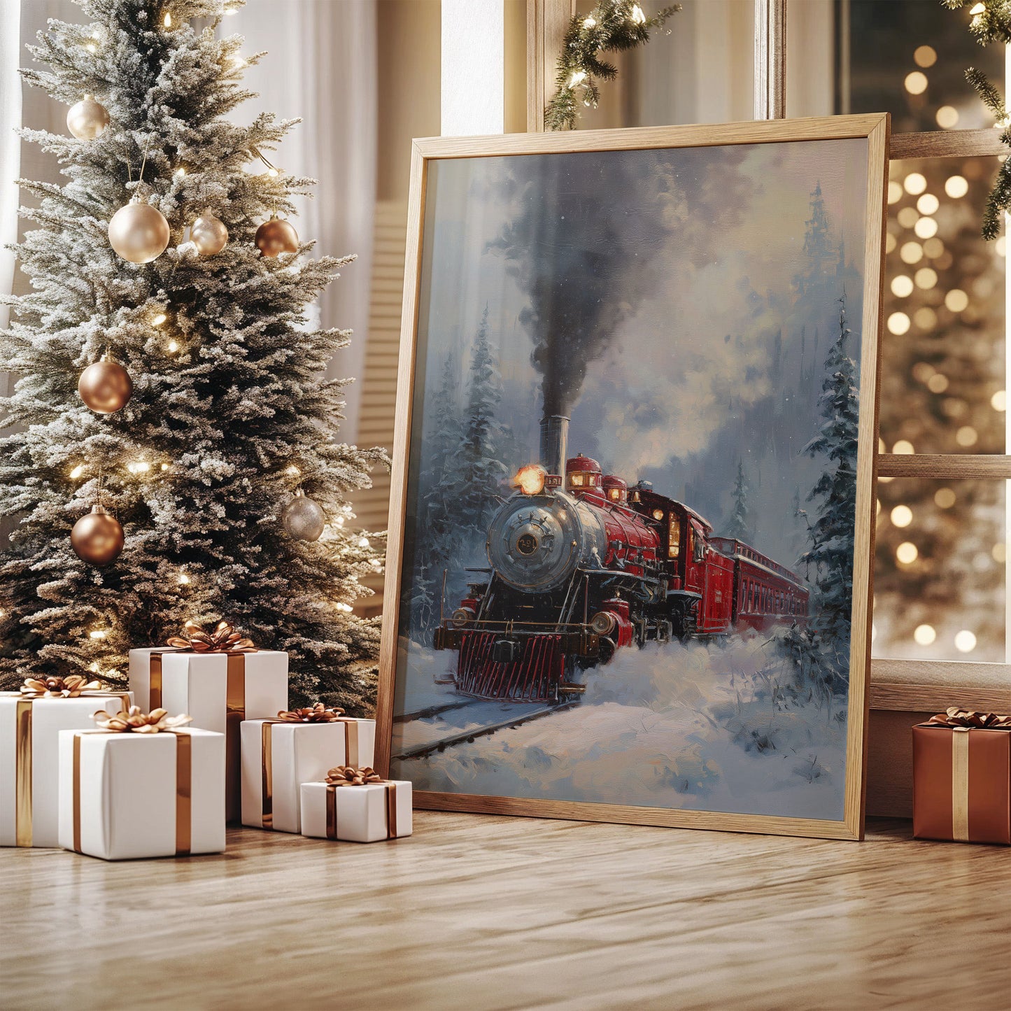 Steam Engine's Winter Night Journey