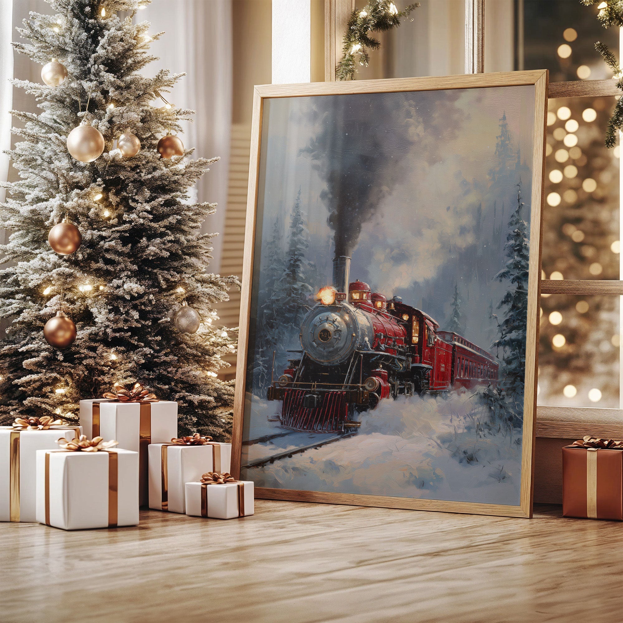 Steam Engine's Winter Night Journey