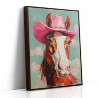 Pink Cowgirl Rides Through Turquoise Skies