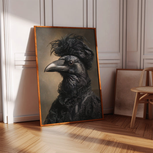 Elegantly Dressed Raven in Lace