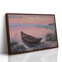 Lakeside Boat Awaits Dawn's Promise