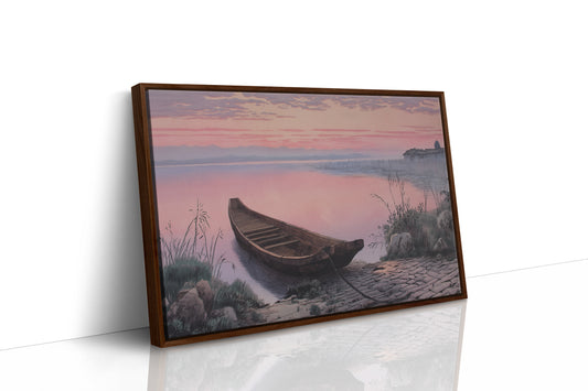 Lakeside Boat Awaits Dawn's Promise