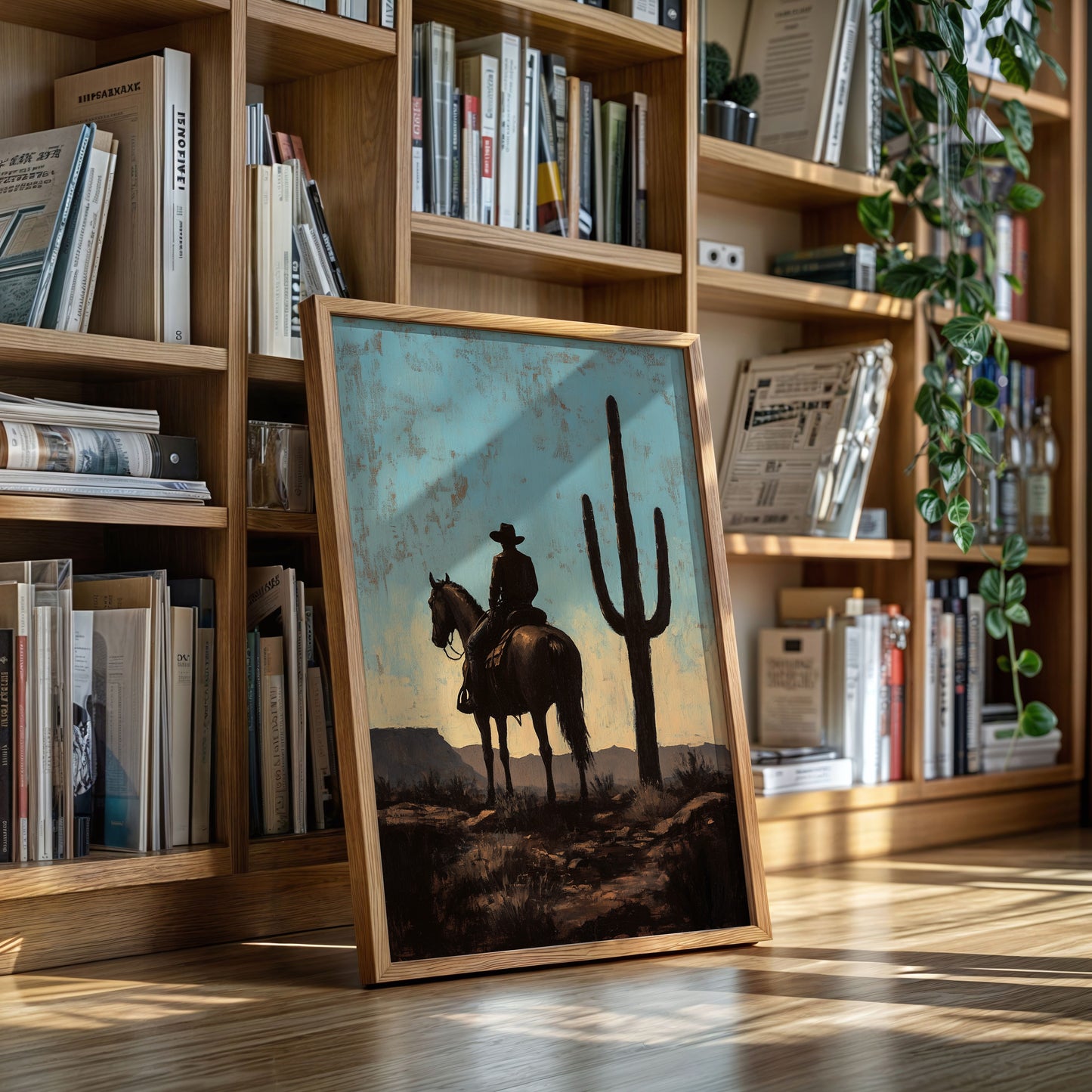 Rider and Saguaro at Dusk