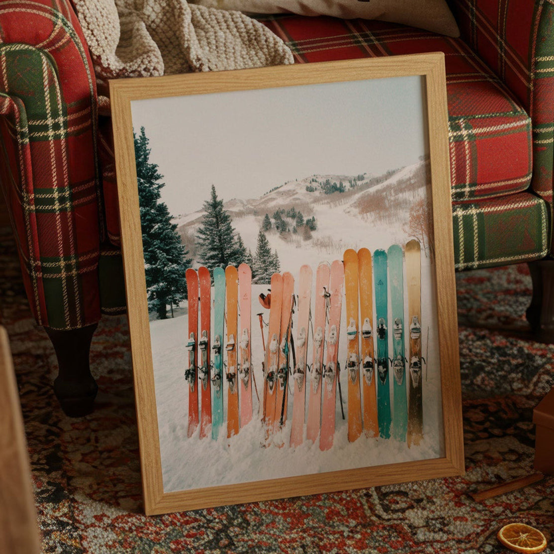 Pastel Skis Paint Winter Mountains