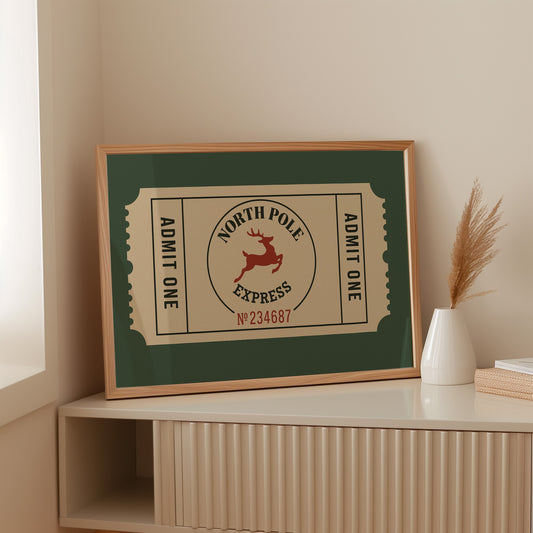 North Pole Express Ticket Print
