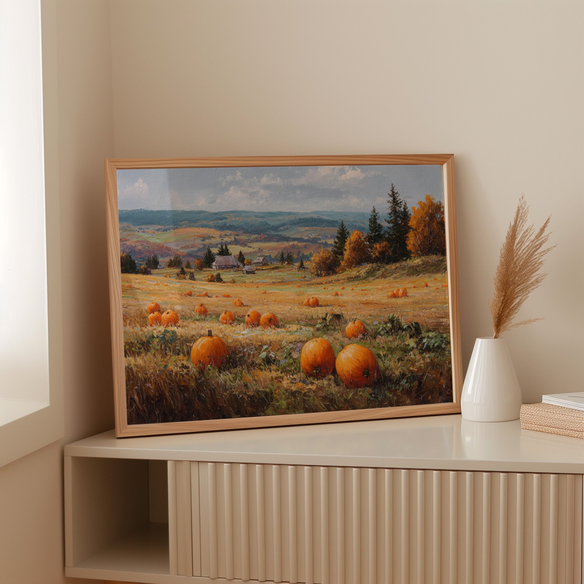 Pumpkins Rest In Rolling Hills