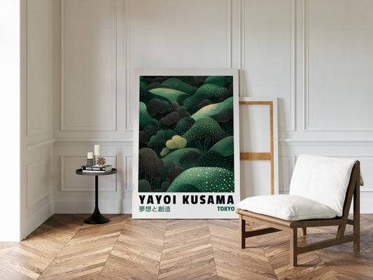 Abstract Green Dreamscape – Kusama-Inspired Forest