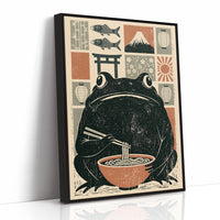 Ramen Toad: A Woodblock Frog's Feast