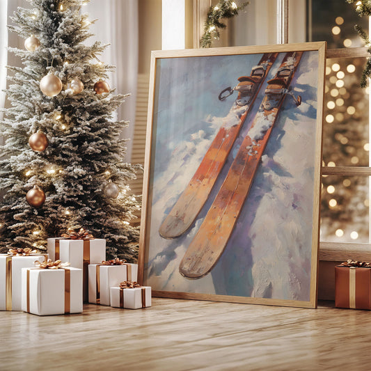 Vintage Skis Chase Winter Clouds