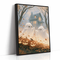 Two Ghosts and a Leaf-Blown Yard