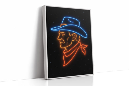 Neon Cowboy in the Starry Night