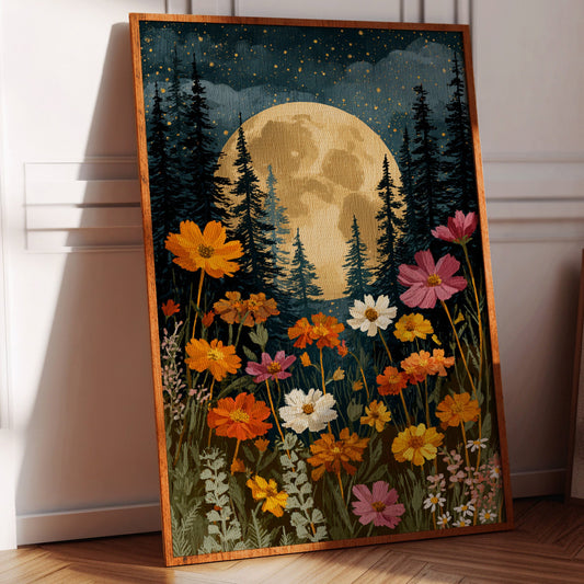 Moonlit Bloom Beneath Ancient Pines