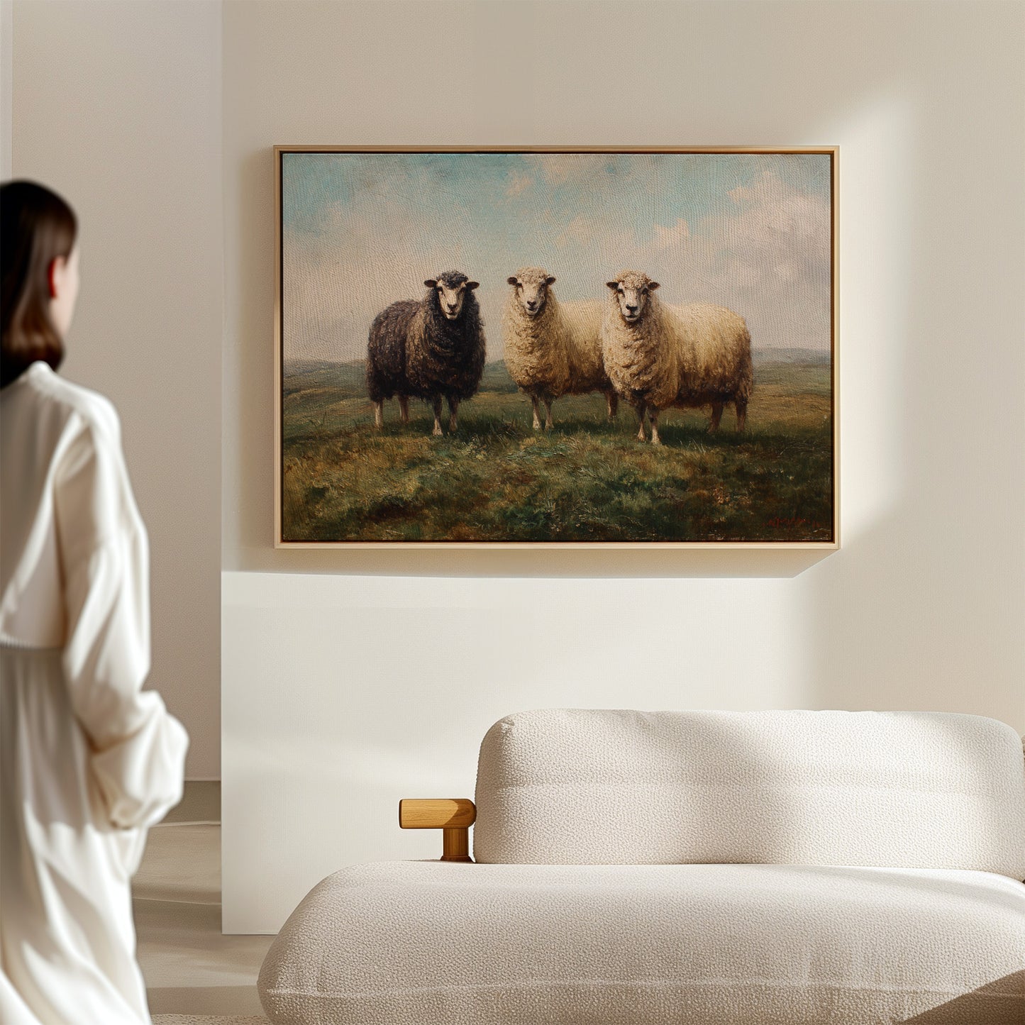 Three Sheep Stand Watch At Dawn