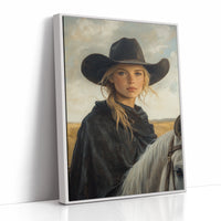 Cowgirl and Her White Horse