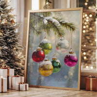 Ornaments Dance Under Snowy Boughs