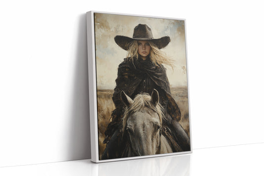 Rider in Black on White Horse