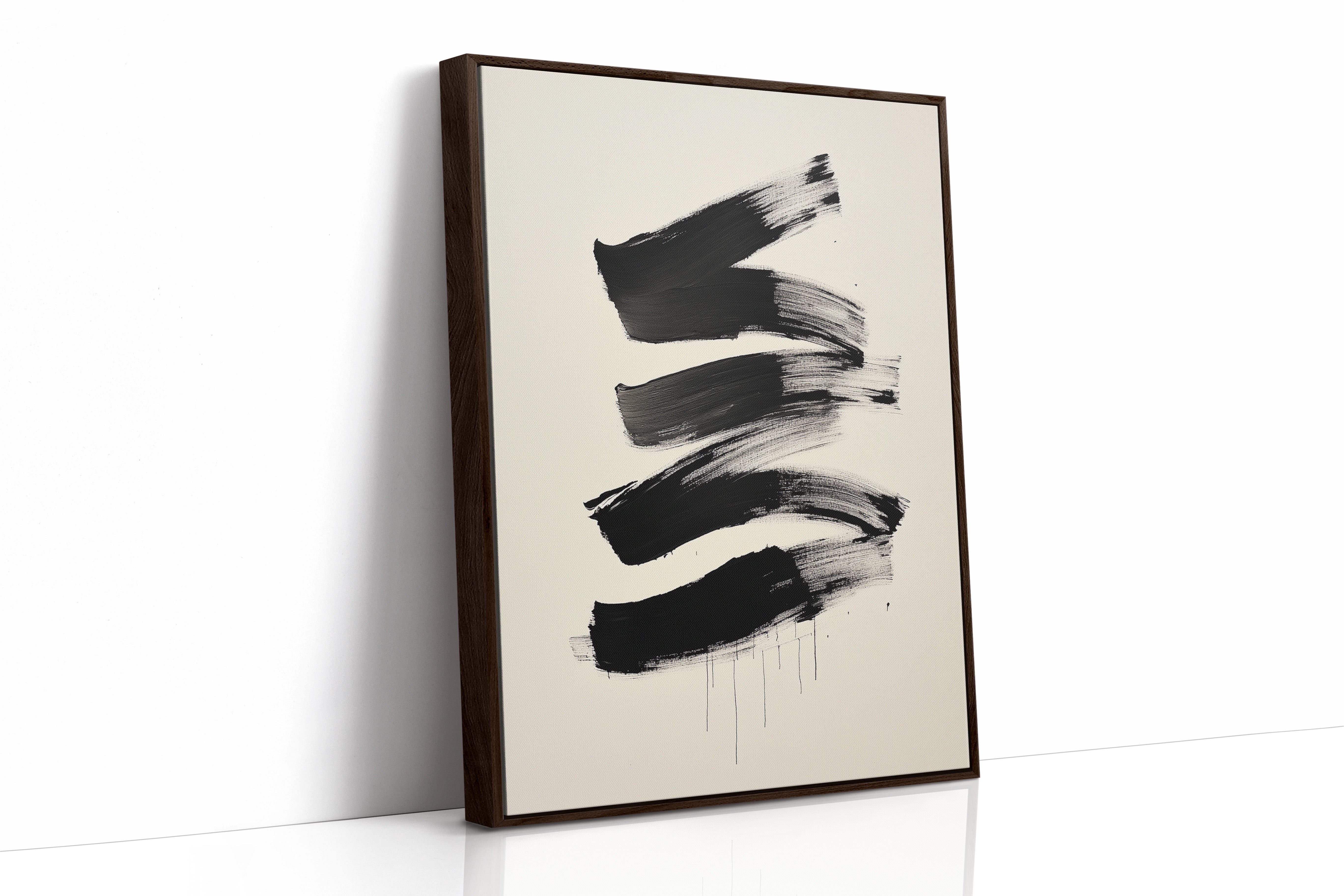 Black Strokes Dance Through Rain