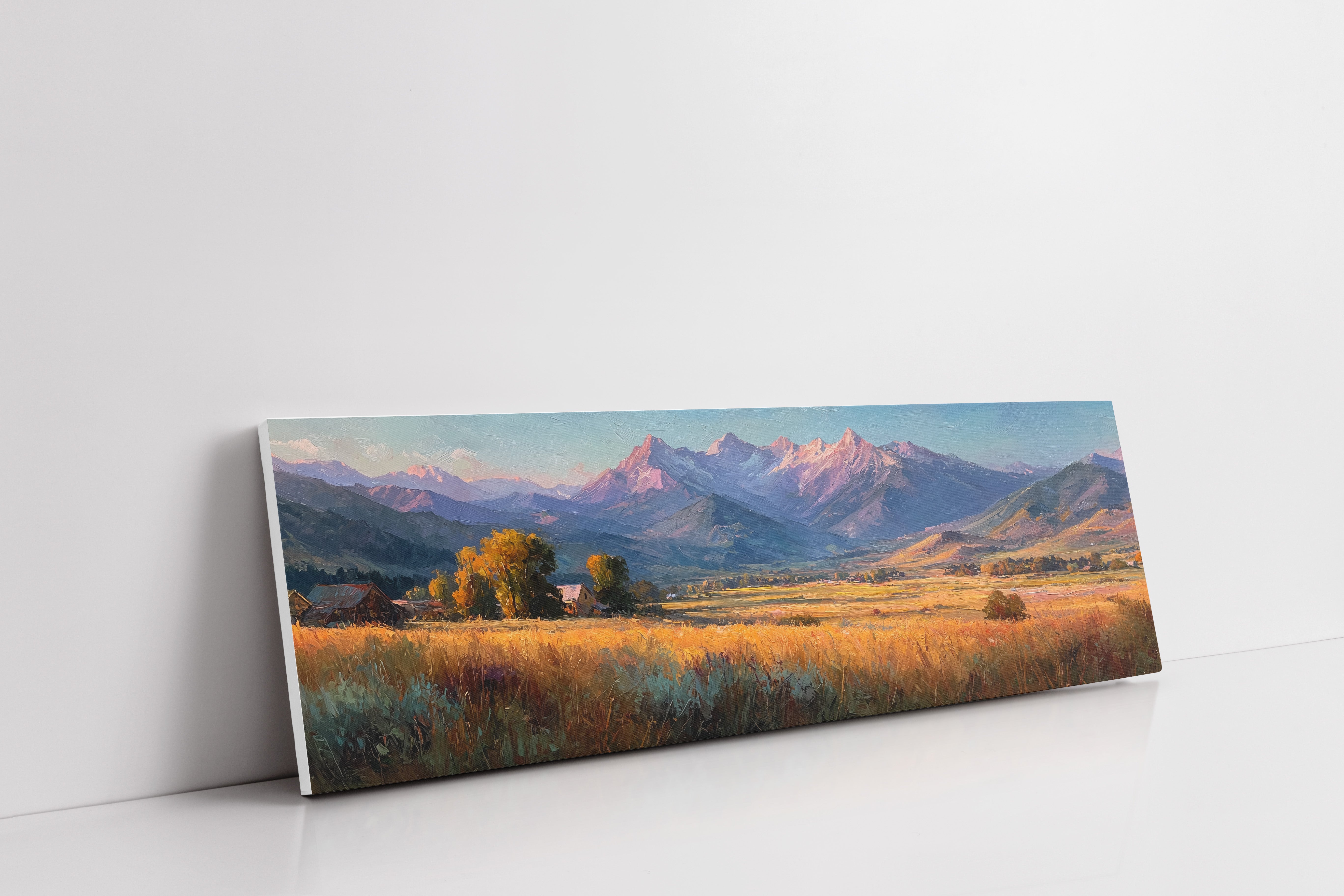 Golden Fields Beneath Mountain Peaks