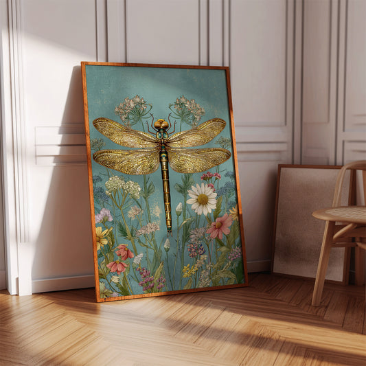 Golden Wings Amidst Wild Blooms