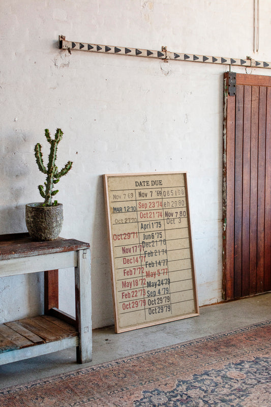 Vintage Library Date Due Card – Retro Paper Texture Wall Art